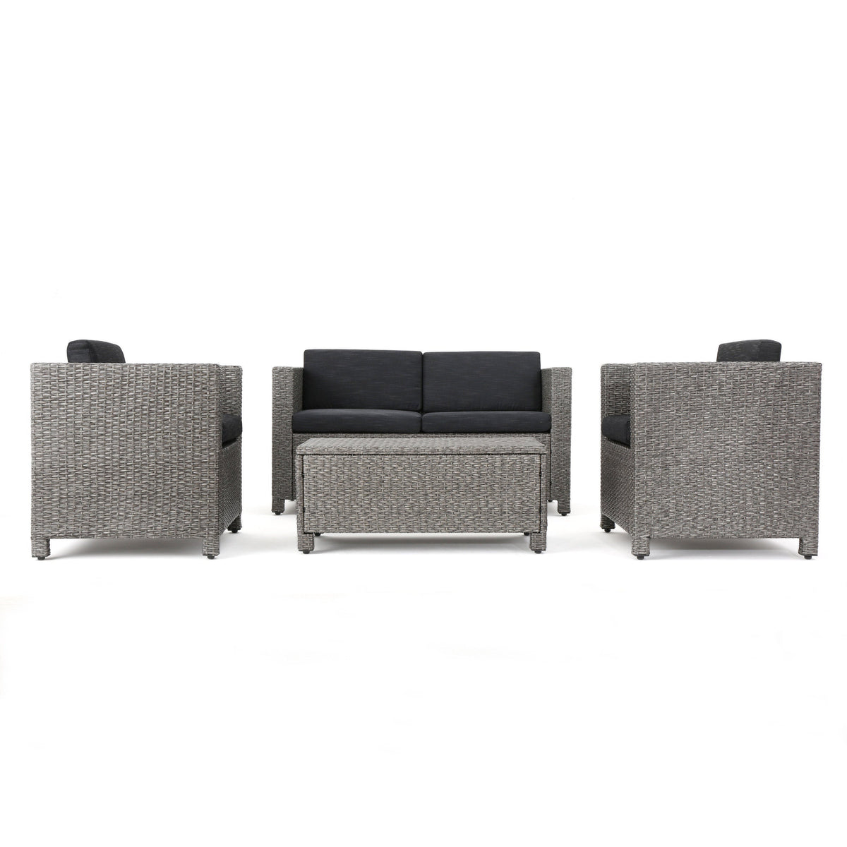 Puerta 4-Piece Outdoor Furniture Set with Water-Resistant Cushions - Rattan