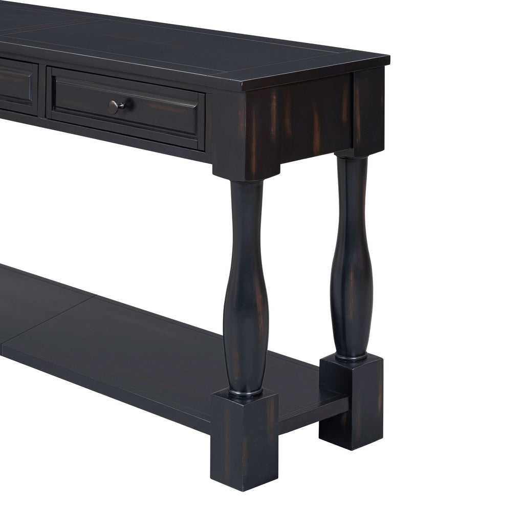 63" Console Table with Drawers and Shelf - Espresso