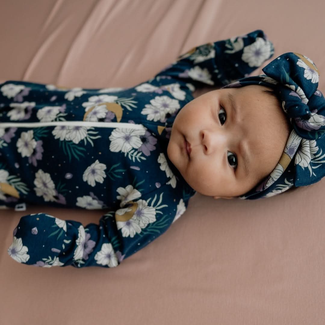 Bamboo Baby Zipper Footed Bodysuit | Outer Space