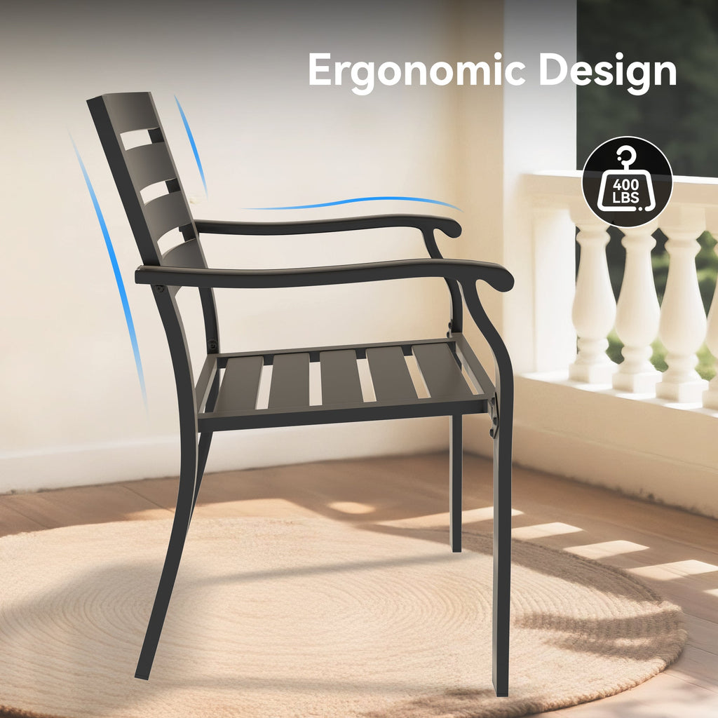 Iron Terrace Dining Chairs with Weather-Resistant Coating - Black