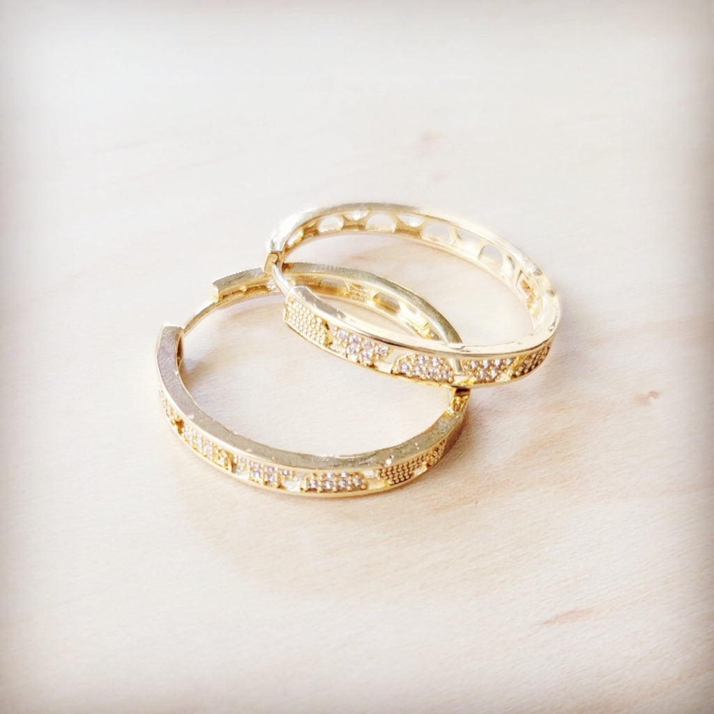 **Geometric Sparkle Statement Gold Hoop Earrings 219ck