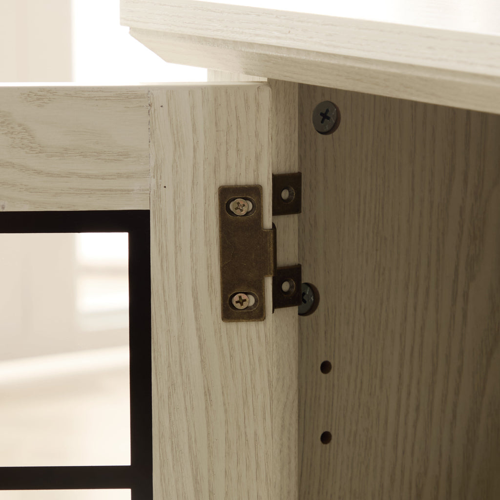 58" Modern TV Stand with Electric Fireplace and Storage - White