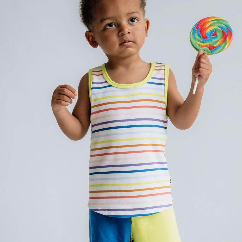 Kids' Bamboo Racerback Tank | Blue Checkers