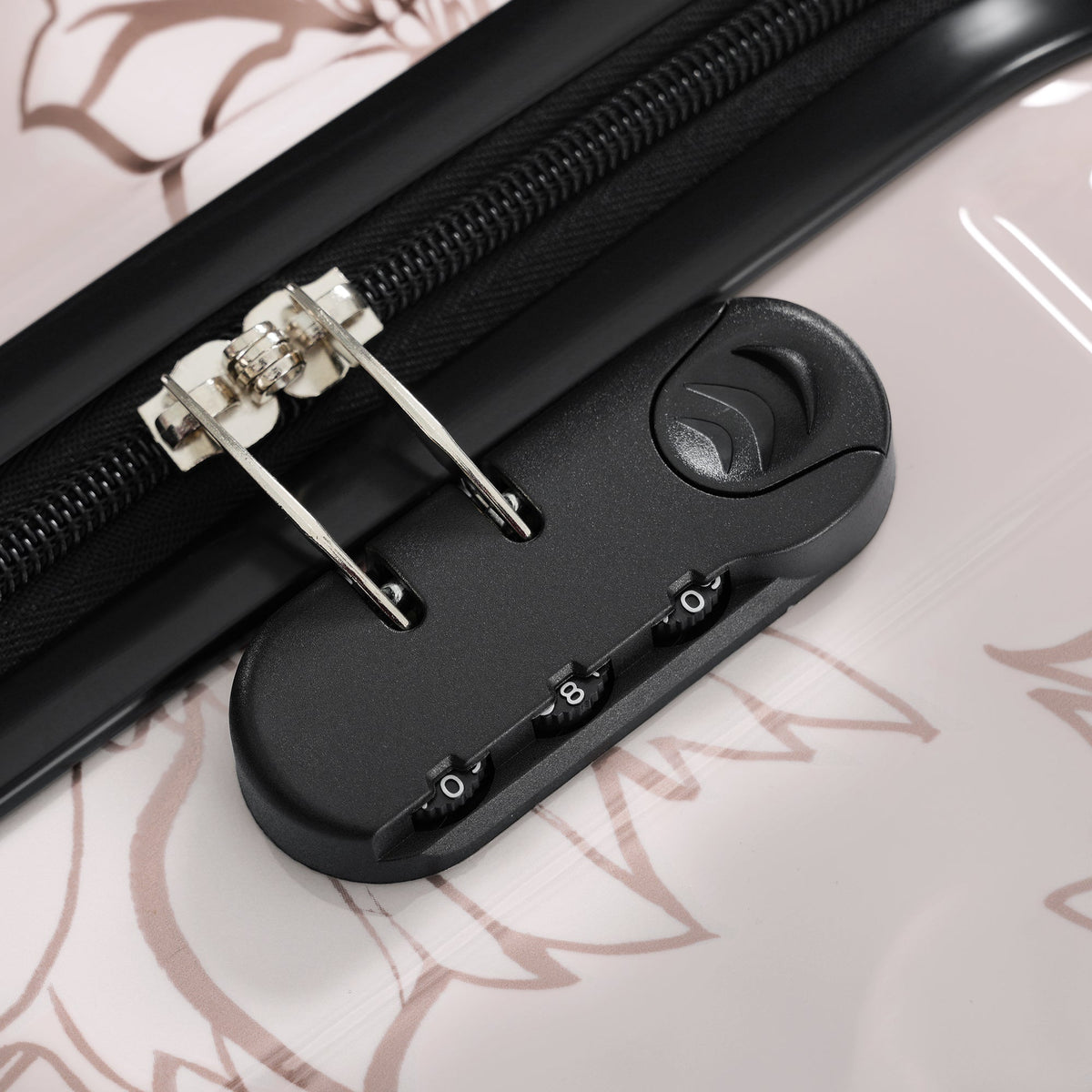 PC+ABS Hardside Luggage Set with Digital Lock - Pink Flower Print