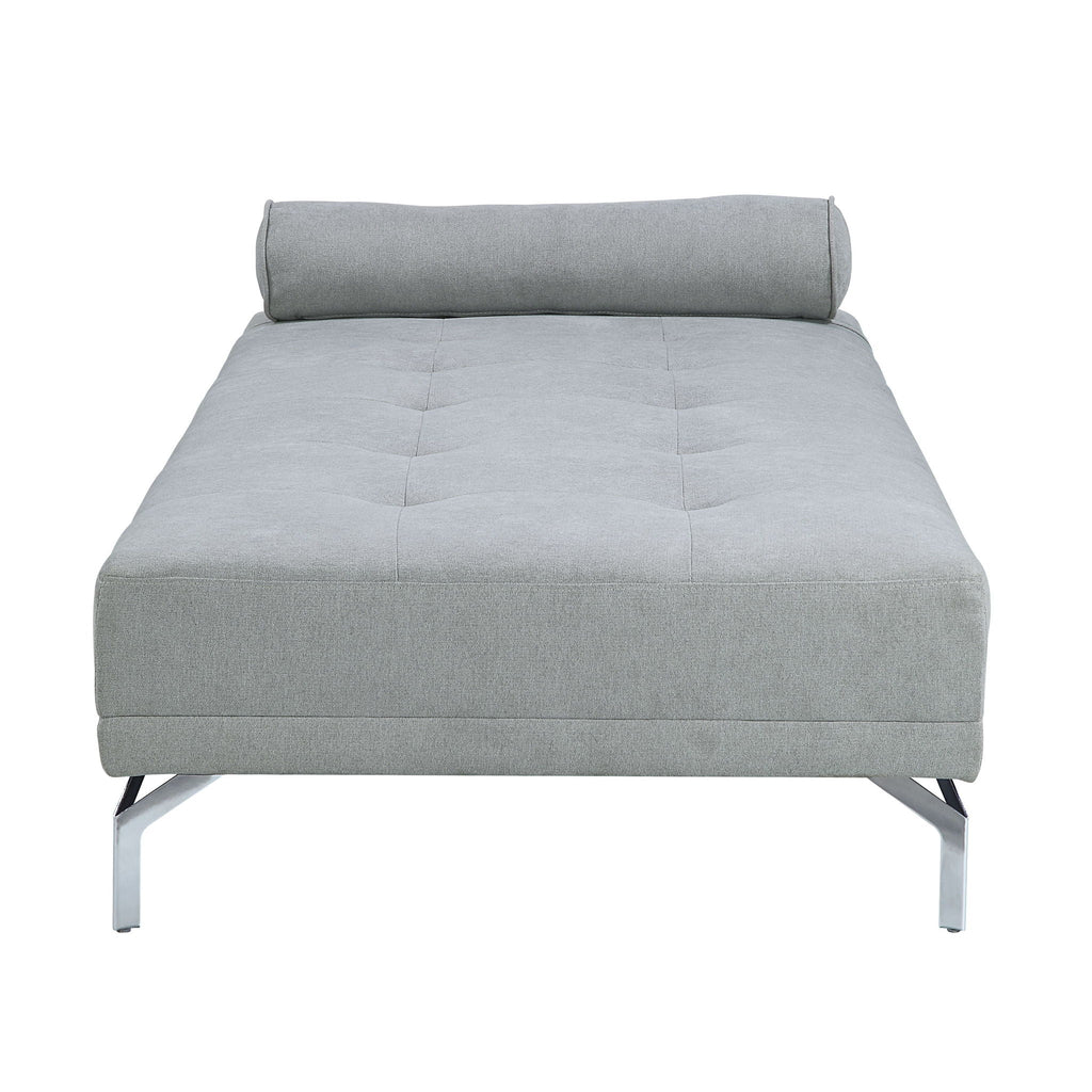 Gray Velvet Sofa Bed with Pillow - Convertible Chaise