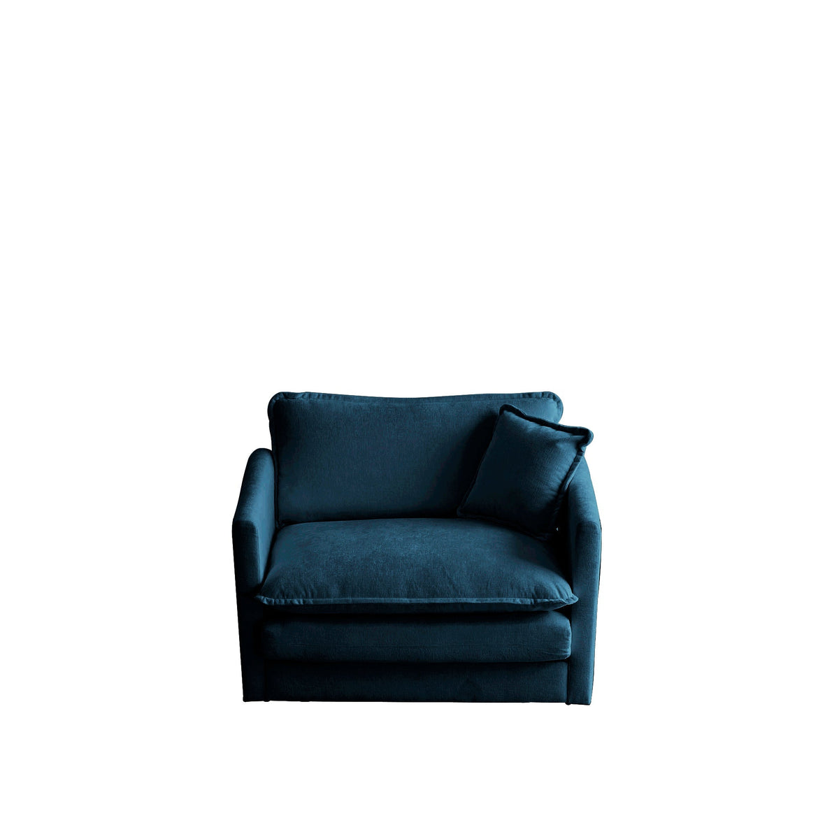 Comfy Deep Single Seat Sofa Upholstered Armchair with Toss Pillow - Blue Chenille
