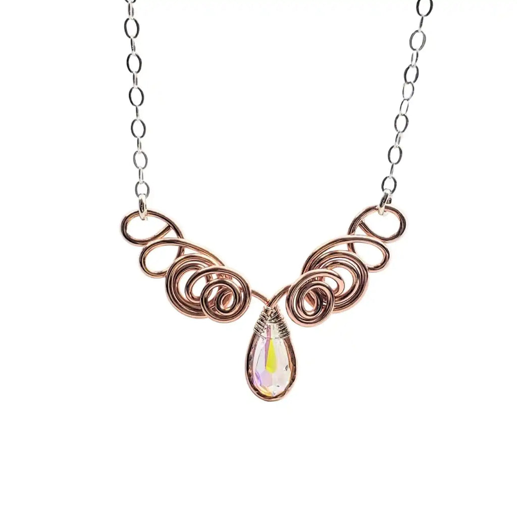 Handmade Sculpted Copper Silver Angel in Flight Necklace