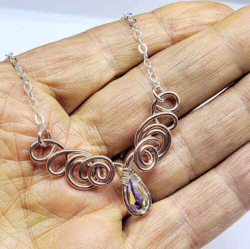 Handmade Sculpted Copper Silver Angel in Flight Necklace