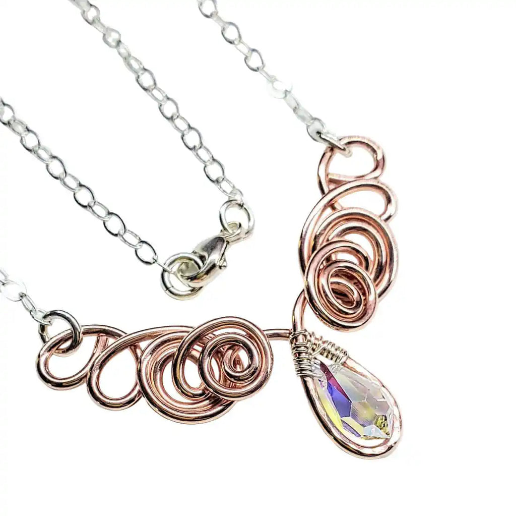 Handmade Sculpted Copper Silver Angel in Flight Necklace