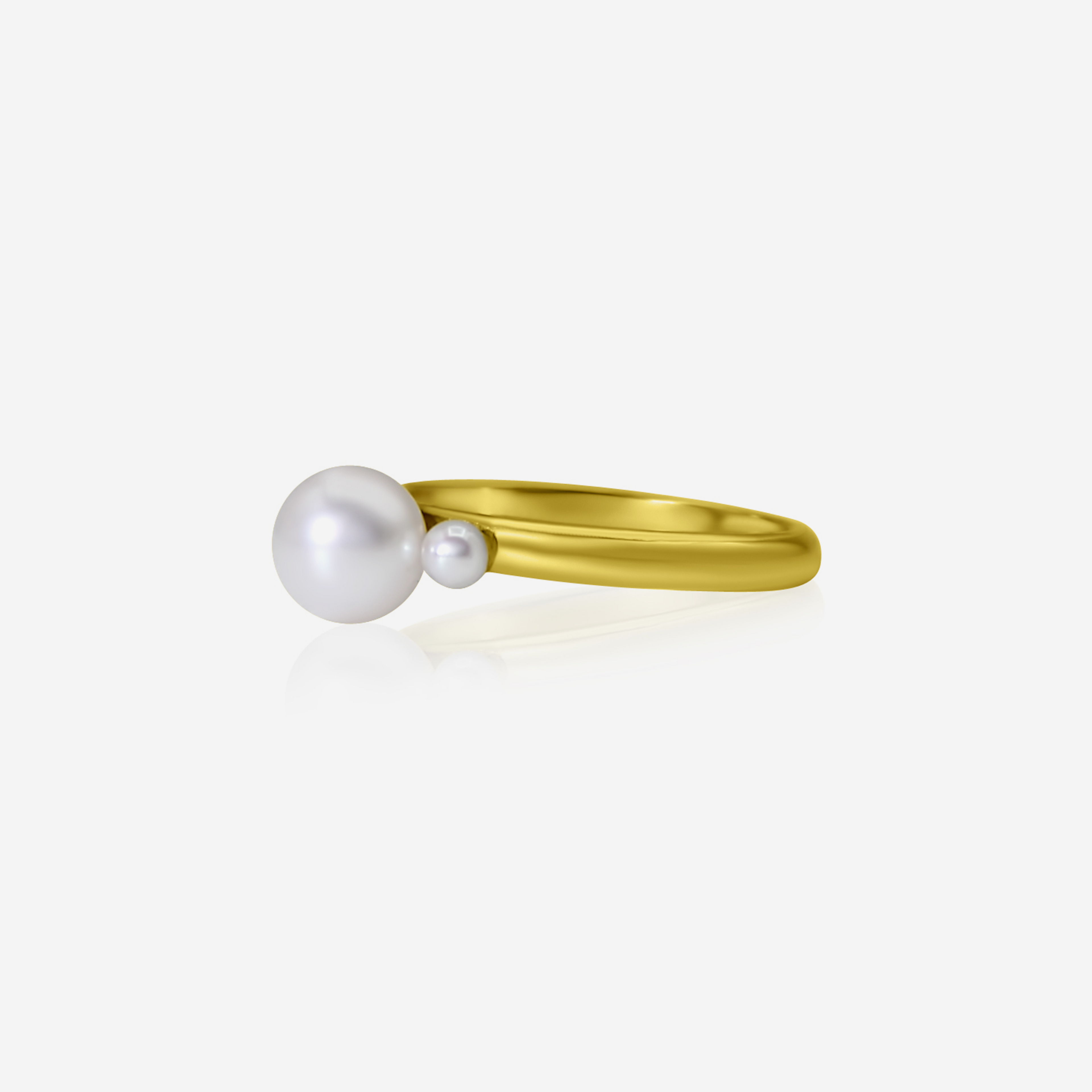 Akoya Pearl Trinity Ring | 18K Gold and Platinum Fine Jewelry