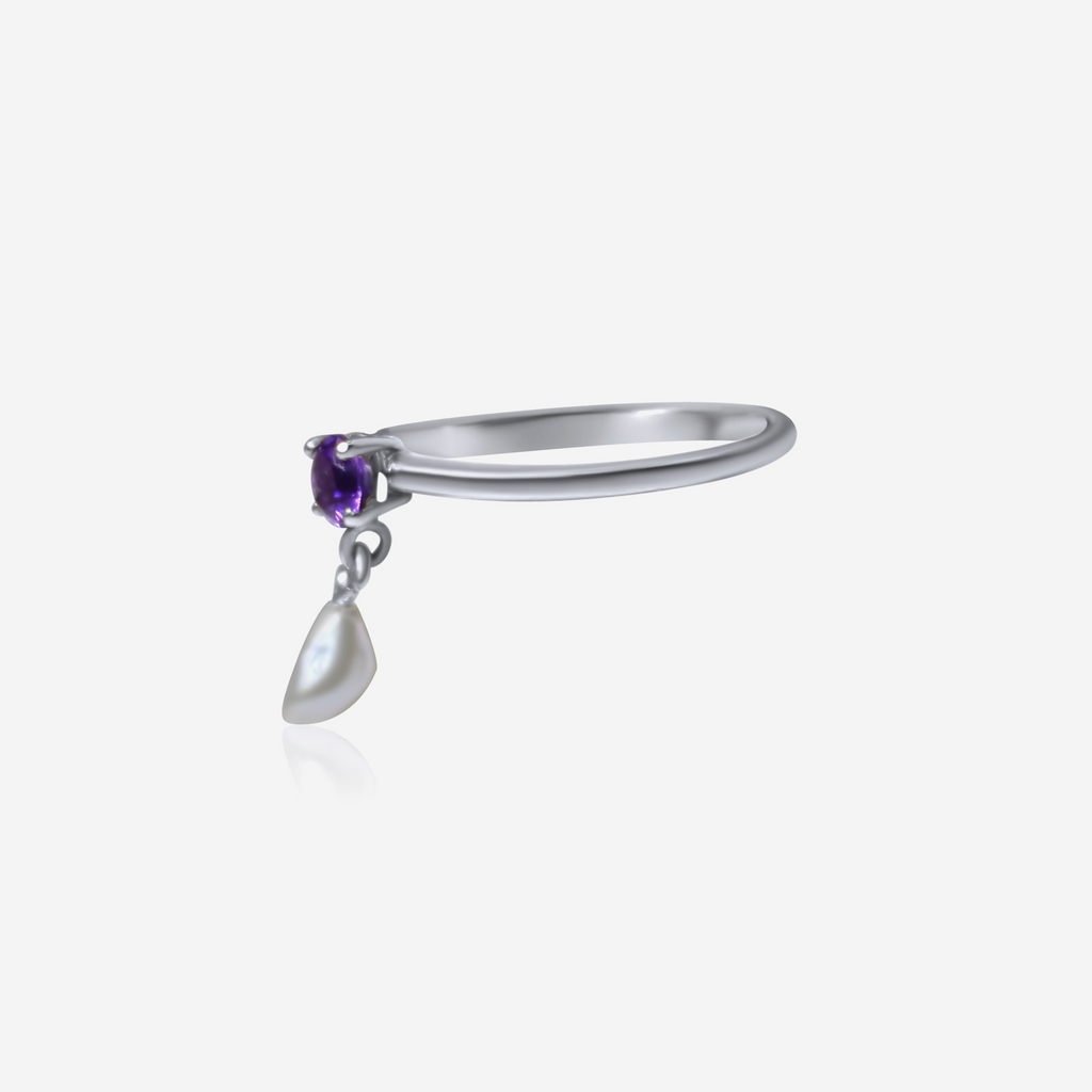 Amethyst & Freshwater Pearl Ring | 14K Gold