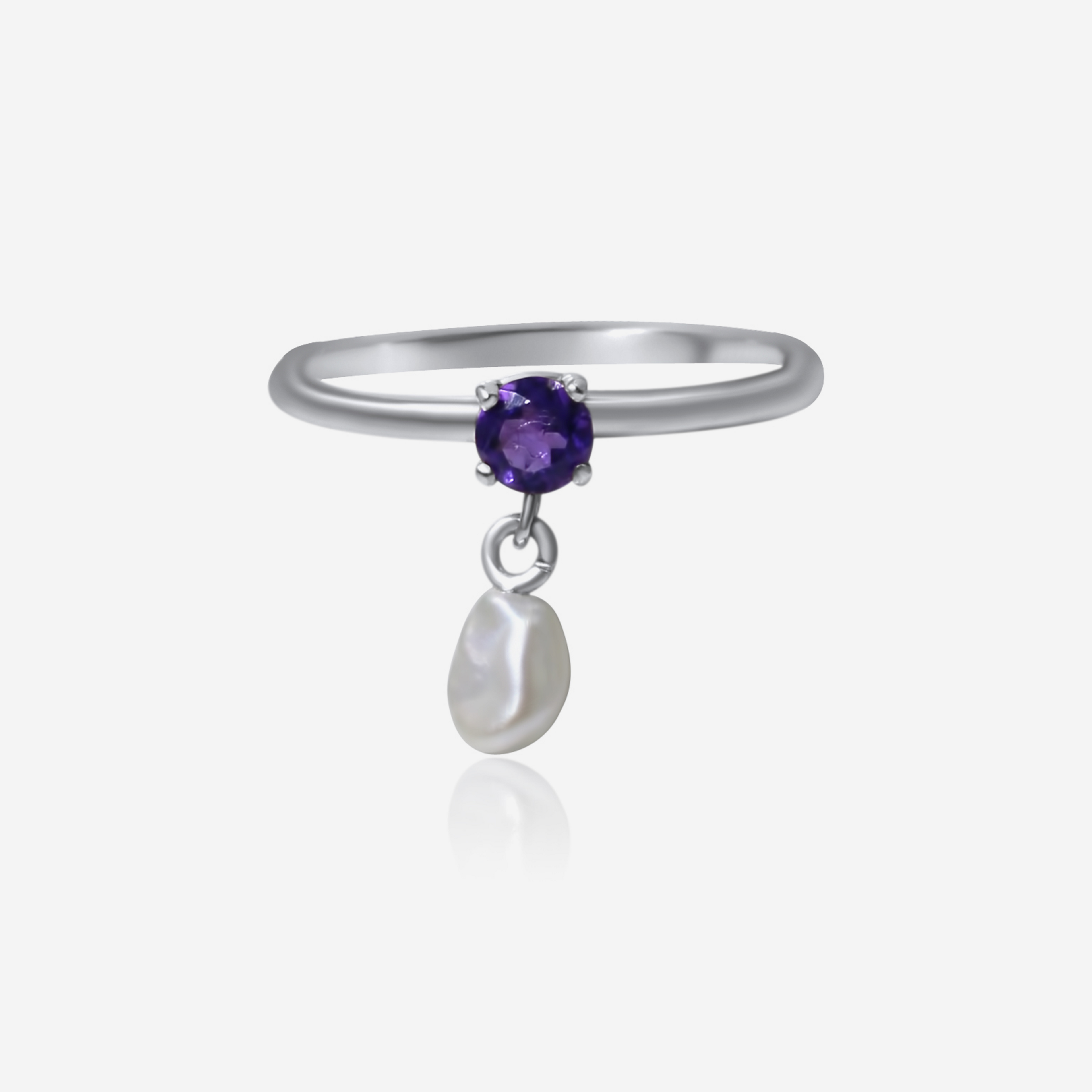 Amethyst & Freshwater Pearl Ring | 14K Gold