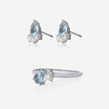 Aquamarine & Akoya Pearl Jewelry Set | Earrings & Ring | 14K Gold