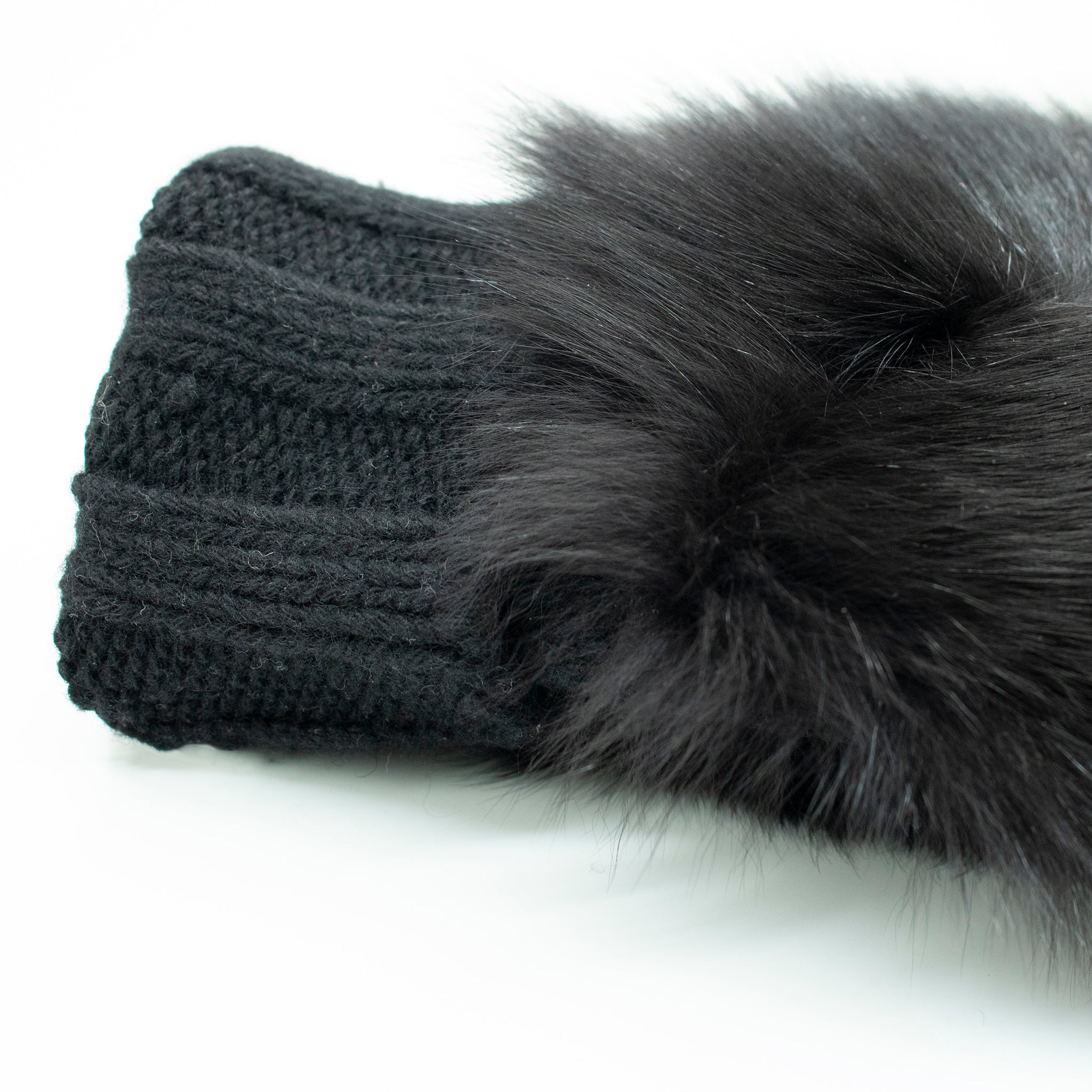 CASHMERE MITTEN WITH FUR TRIM