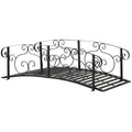 Outdoor Vintage Arch 6-ft Garden Bridge with Side-Rails in Black