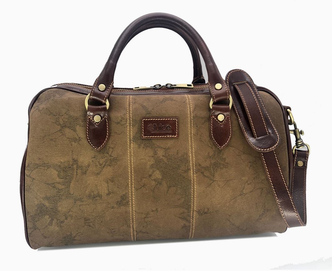 Canvas and Leather Travel Bag - Made in Italy