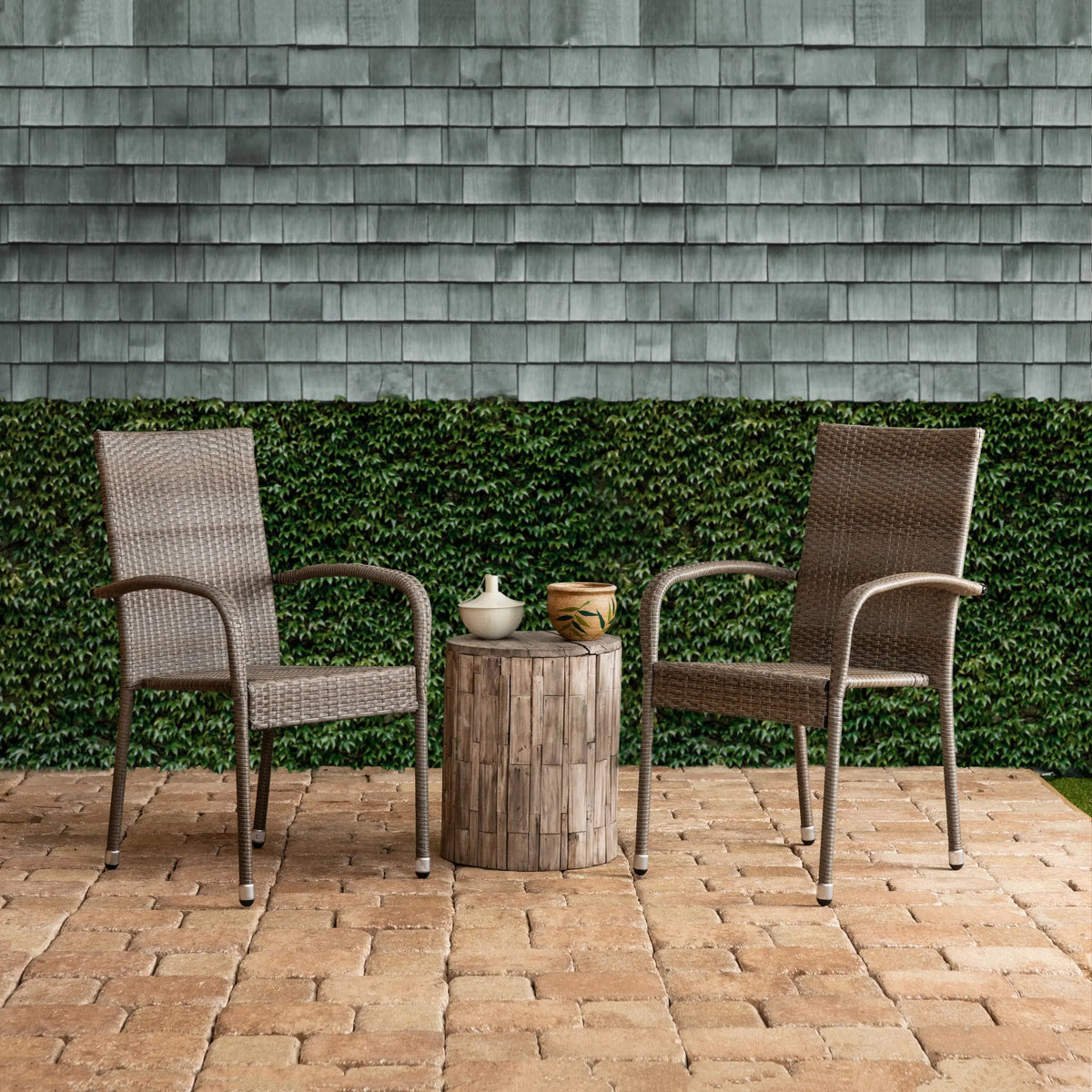 Morgan Outdoor Wicker Chair  2pk - gray/brown