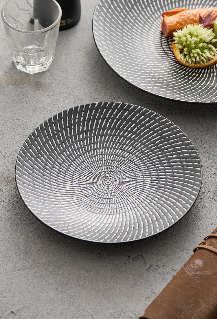 Meteor Shower Ceramic Plate - Elegant Light Luxury Round Dinner and Salad Plate