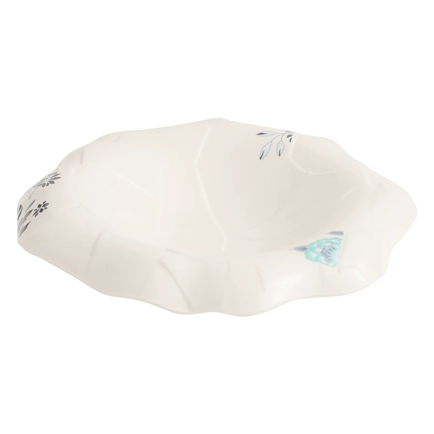GOSEUNG Bloomflow Porcelain Bowl — Cracked Texture Floral Rim Collection
