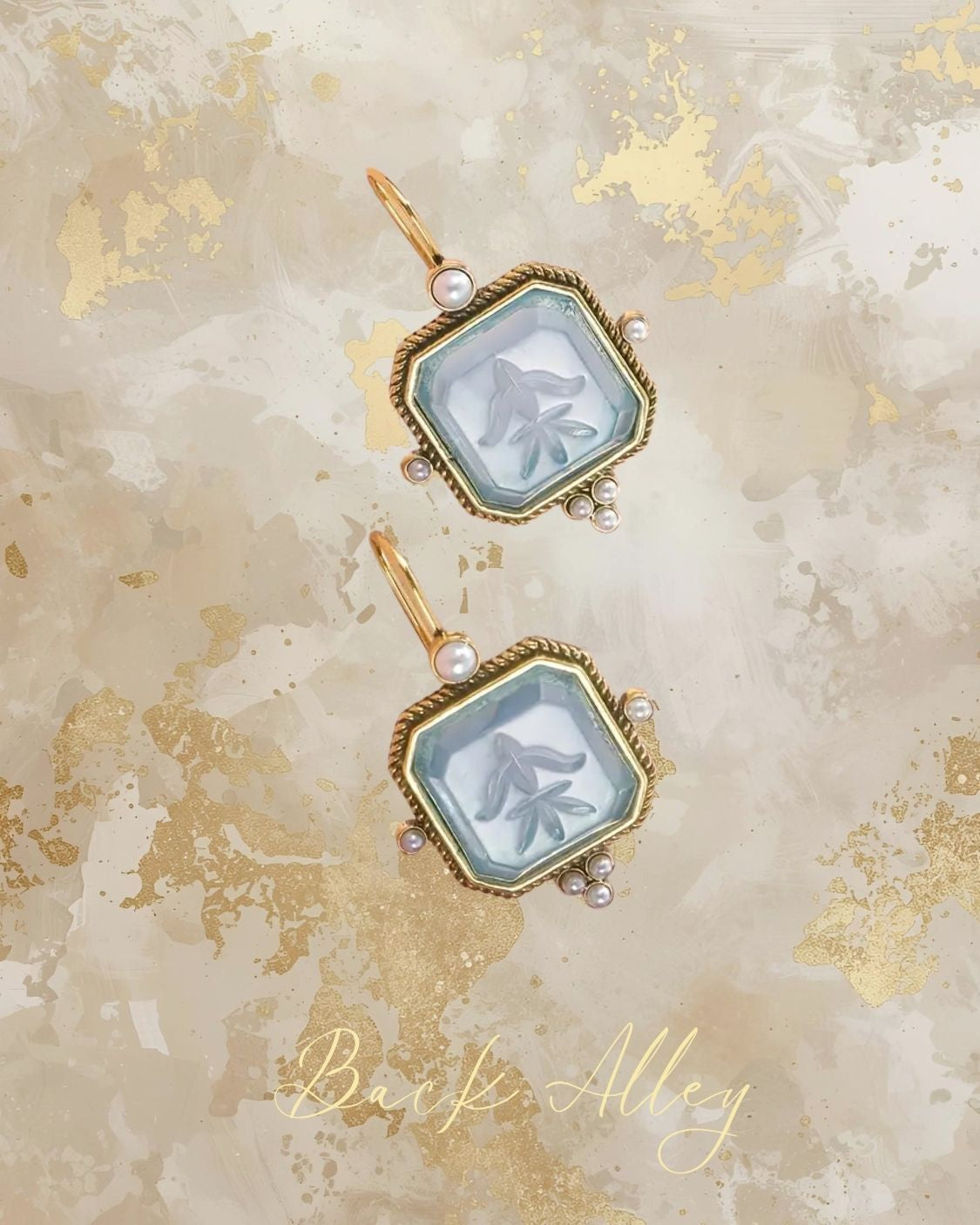 Vintage-Edwardian-Style-Blue-Intaglio-Earrings-
