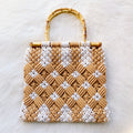 Bamboo Macramé Tote - Woven Bamboo Handle Bag