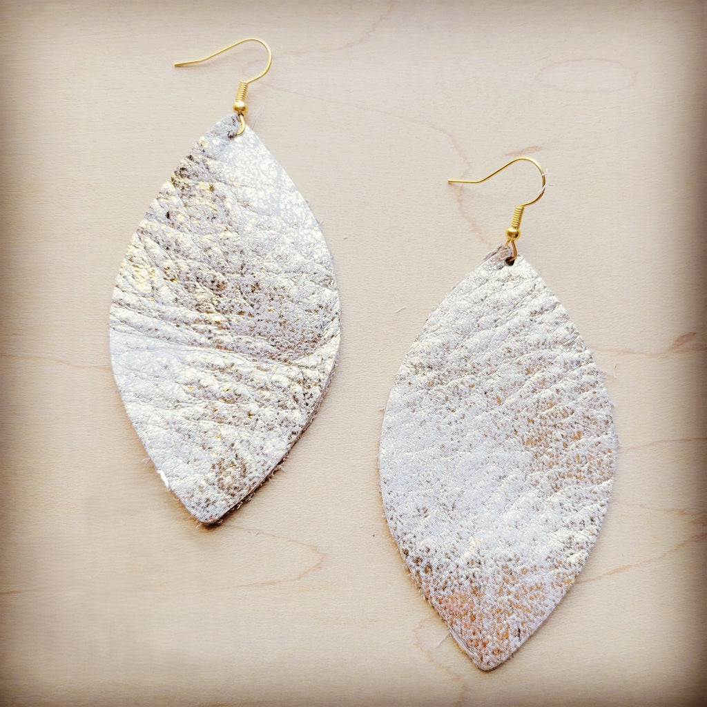 **Leather Oval Earring-Heavy Metal White 209t