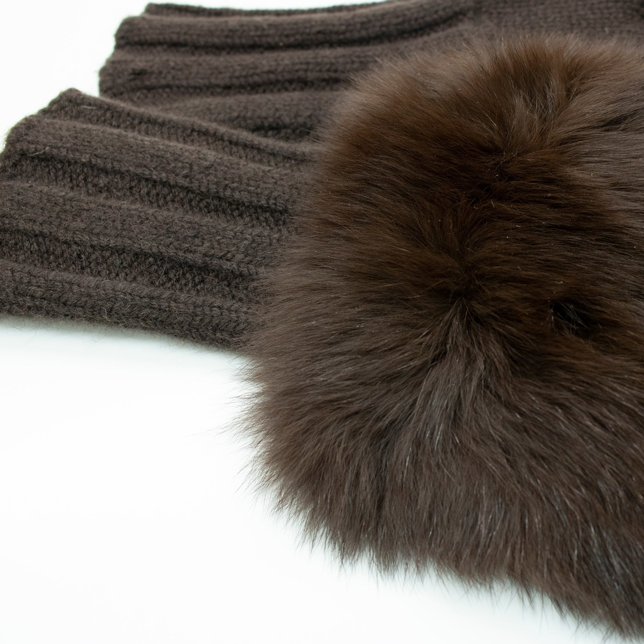 CASHMERE MITTEN WITH FUR TRIM
