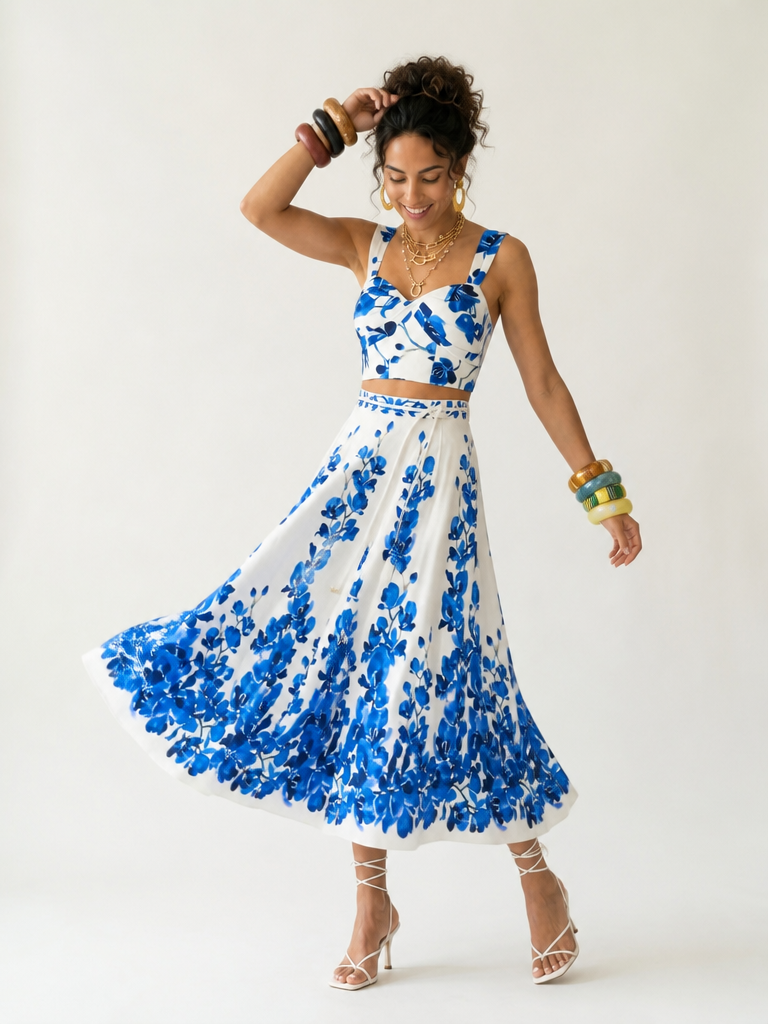 Wanderlust Printed High-Waist Bikini Set