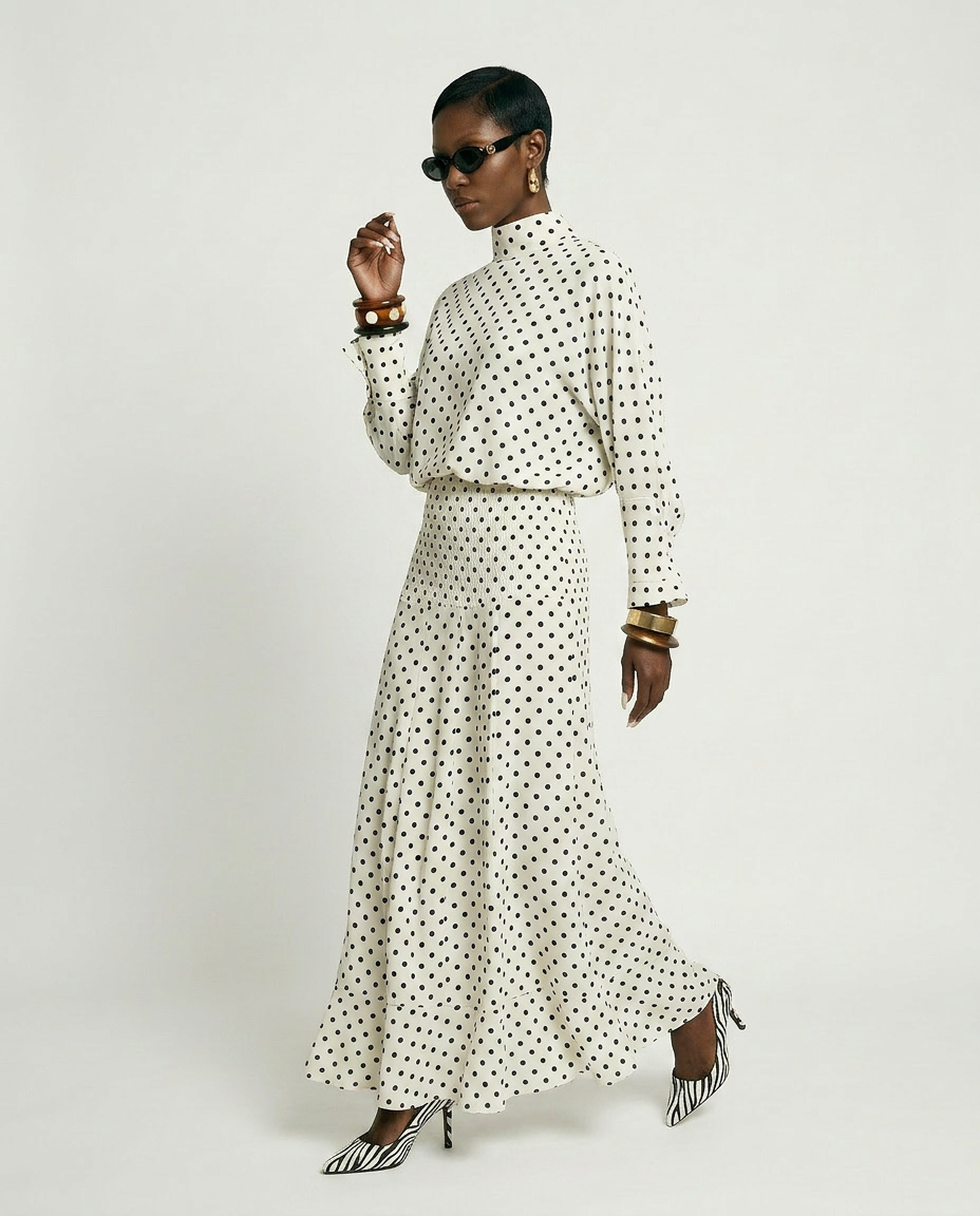 Elegant Polka Dot Two-Piece Set