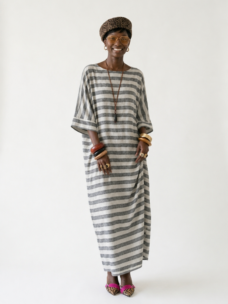 Grounded Striped Linen Maxi Dress