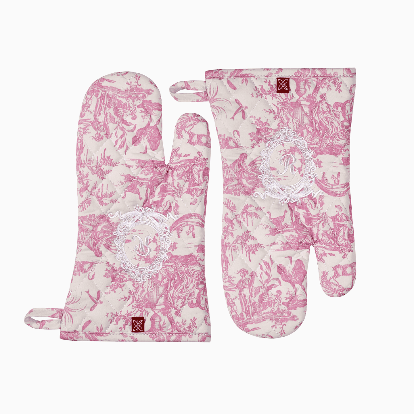 French Toile de Jouy Premium Cotton Oven Mitts