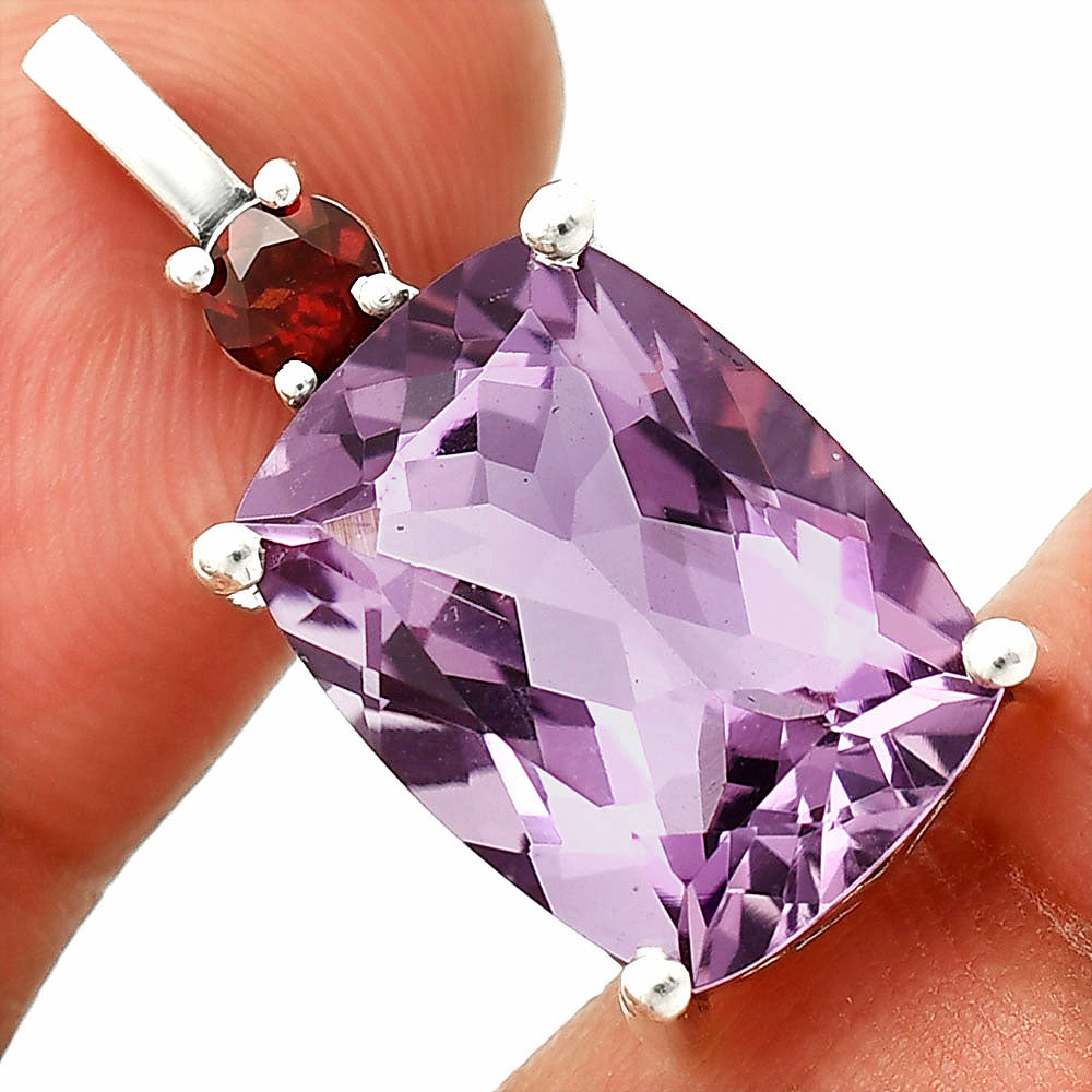 925 Silver Oval Natural Double Gemstone Pendant Handmade Fine Jewelry DGP1021 P-1113