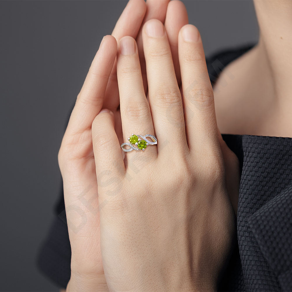 Two Stone Gemstone Ring with CZ Detail 925 Sterling Silver Fine Jewelry DGR1130 R-1033