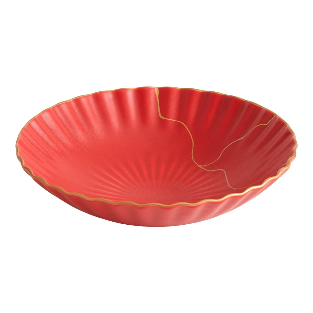 Luxury Red Ceramic Serving Bowl with Golden Rim – 9" / 10.5" / 11.5"