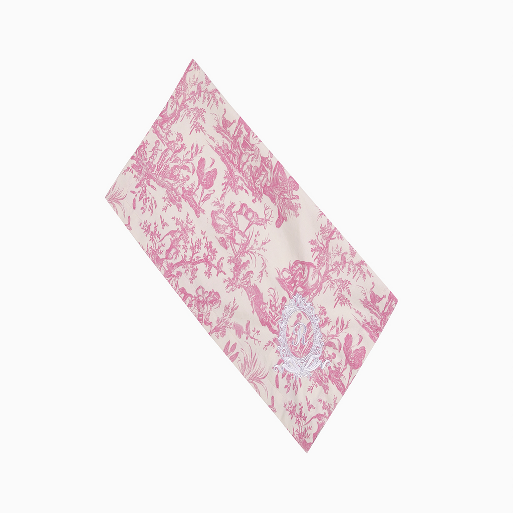 French Toile de Jouy Premium Cotton Napkin with Royal Embroidery Set of 4