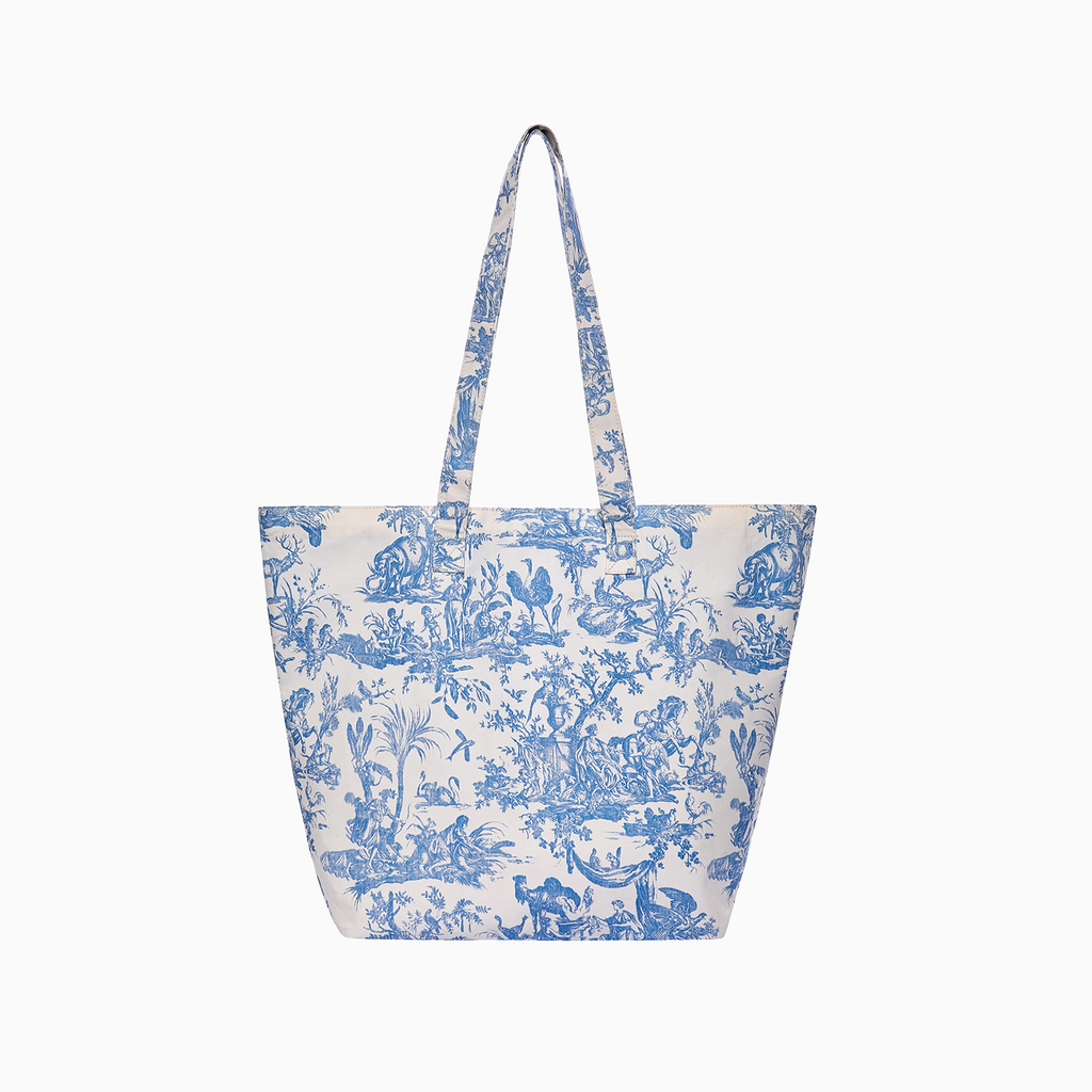 French Toile de Jouy Premium Cotton Tote Bag