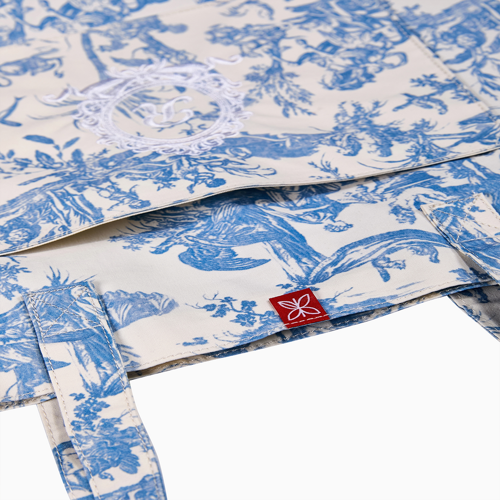 French Toile de Jouy Premium Cotton Tote Bag