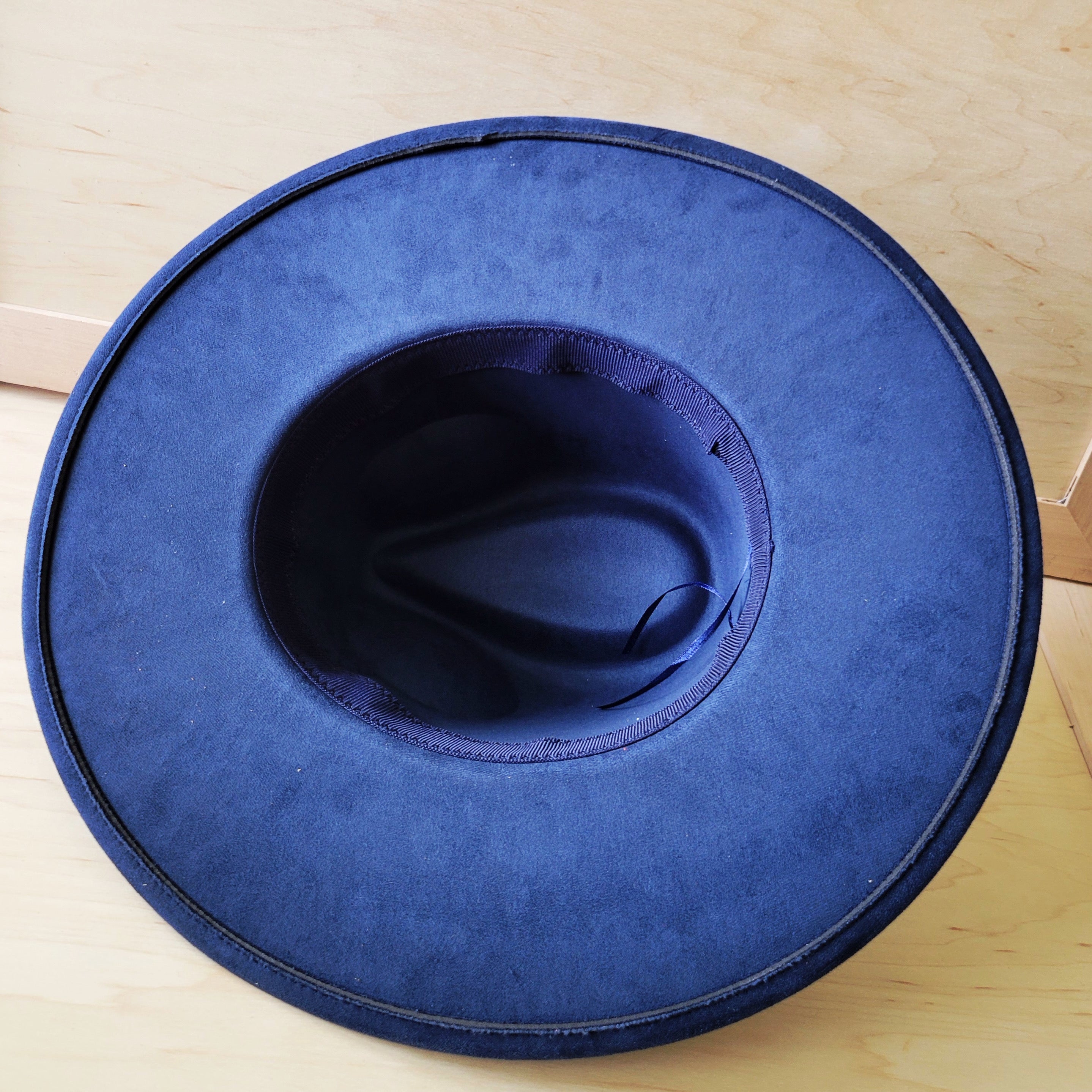 Hand-Painted Leopard Boho Western Cowgirl Hat & Band-Navy 987L