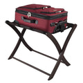 Solid Wood Folding Luggage Rack in Dark Brown Finish with Black Nylon Straps