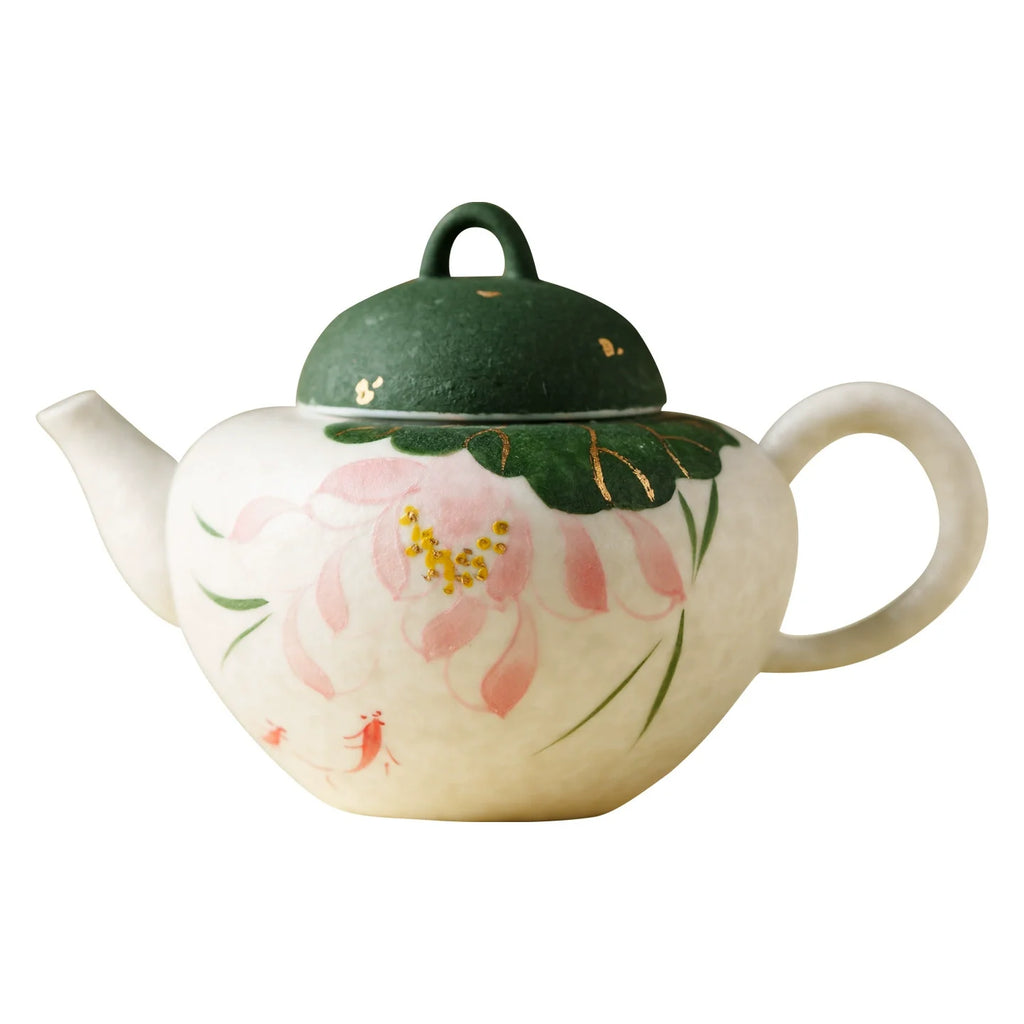 Handmade Ceramic Teapot with Lotus Design – 120ml Traditional Chinese Kung Fu Tea Pot