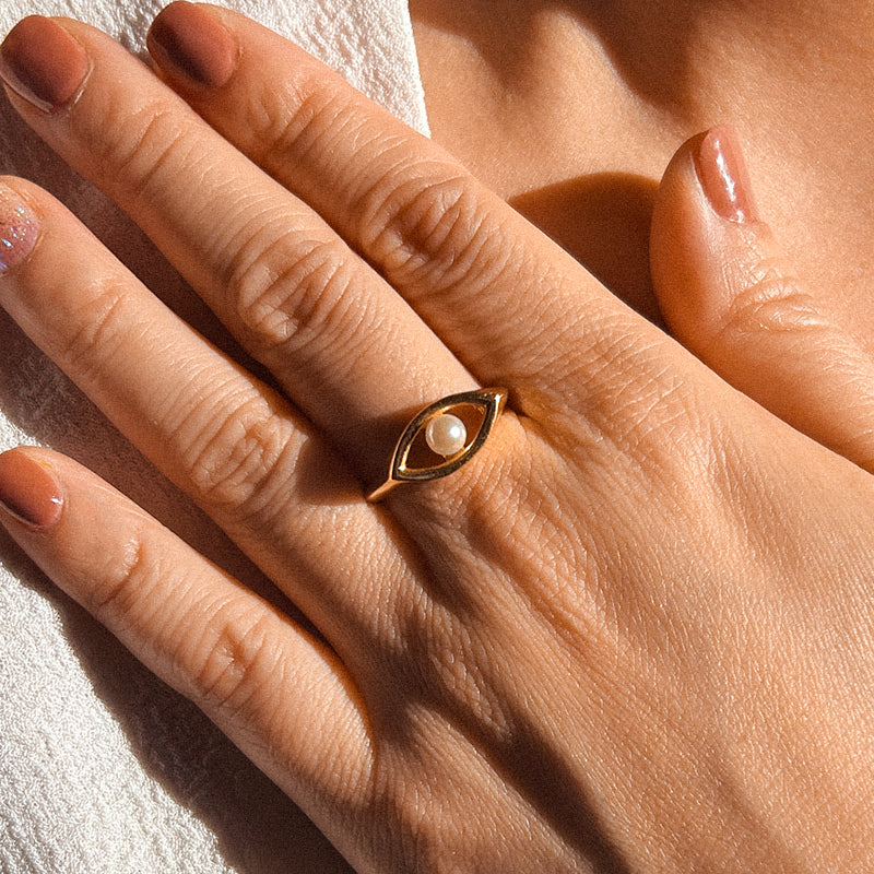 Eye Motif Gold Ring | Handmade Fine Jewelry