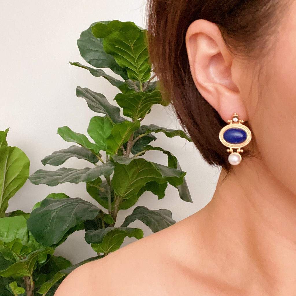 Royal Lapis Lazuli in 18KT Gold Stud Earrings