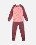 Organic Cotton Long Sleeve Two Piece Printed Penguins Pajama Set Pink