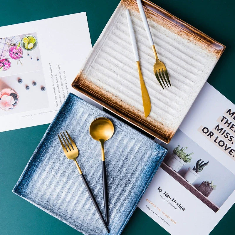 Textured Square Presentation Plate — Modern Fine Dining Statement Piece