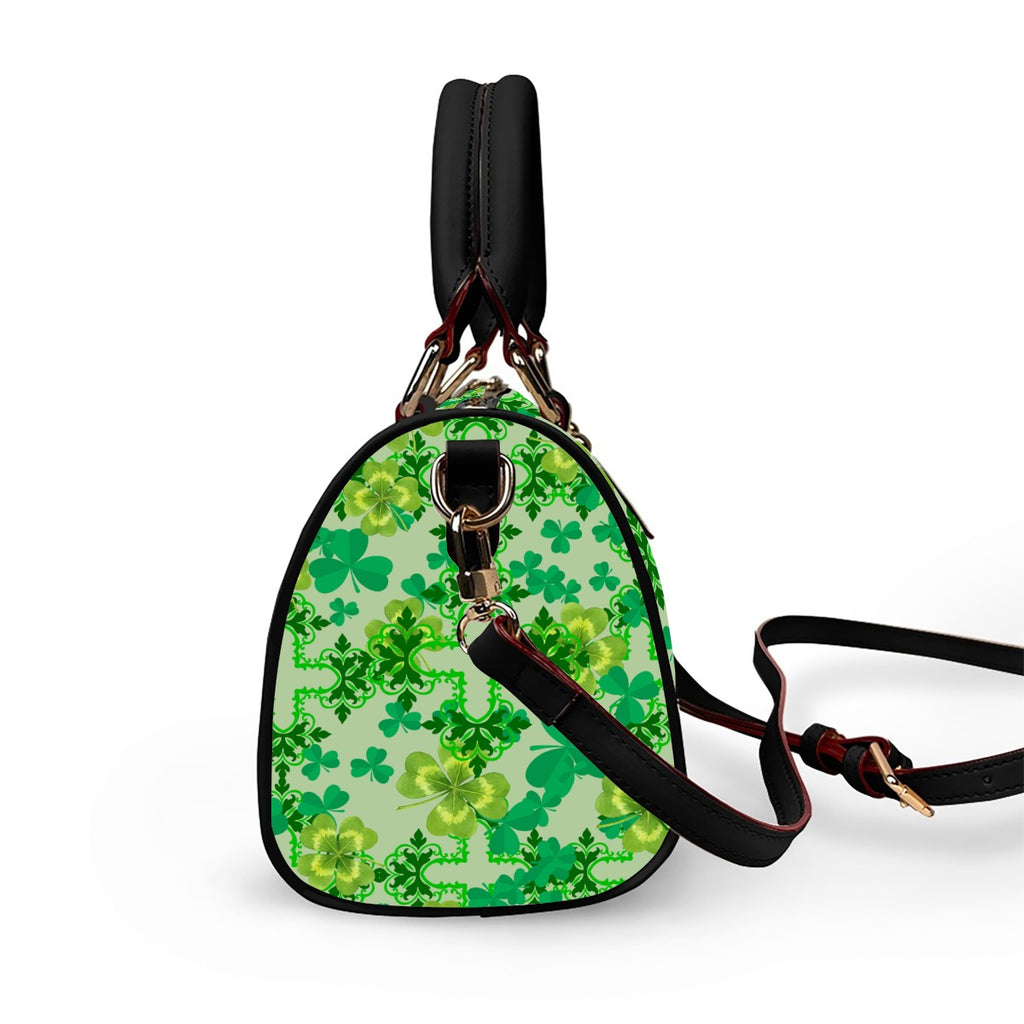 Clover & Celtic Crosses Barrel Handbag | Irish Heritage Vegan Leather Bag - Exclusive to Back Alley