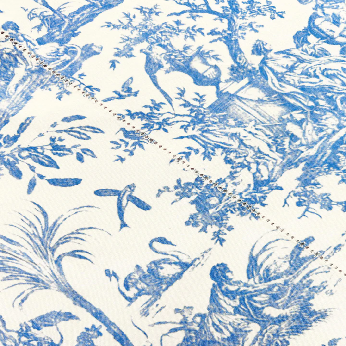 French Toile de Jouy Premium Cotton Apron with Royal Embroidery