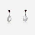 Garnet & Pearl Drop Earrings | 14K Gold Fine Jewelry