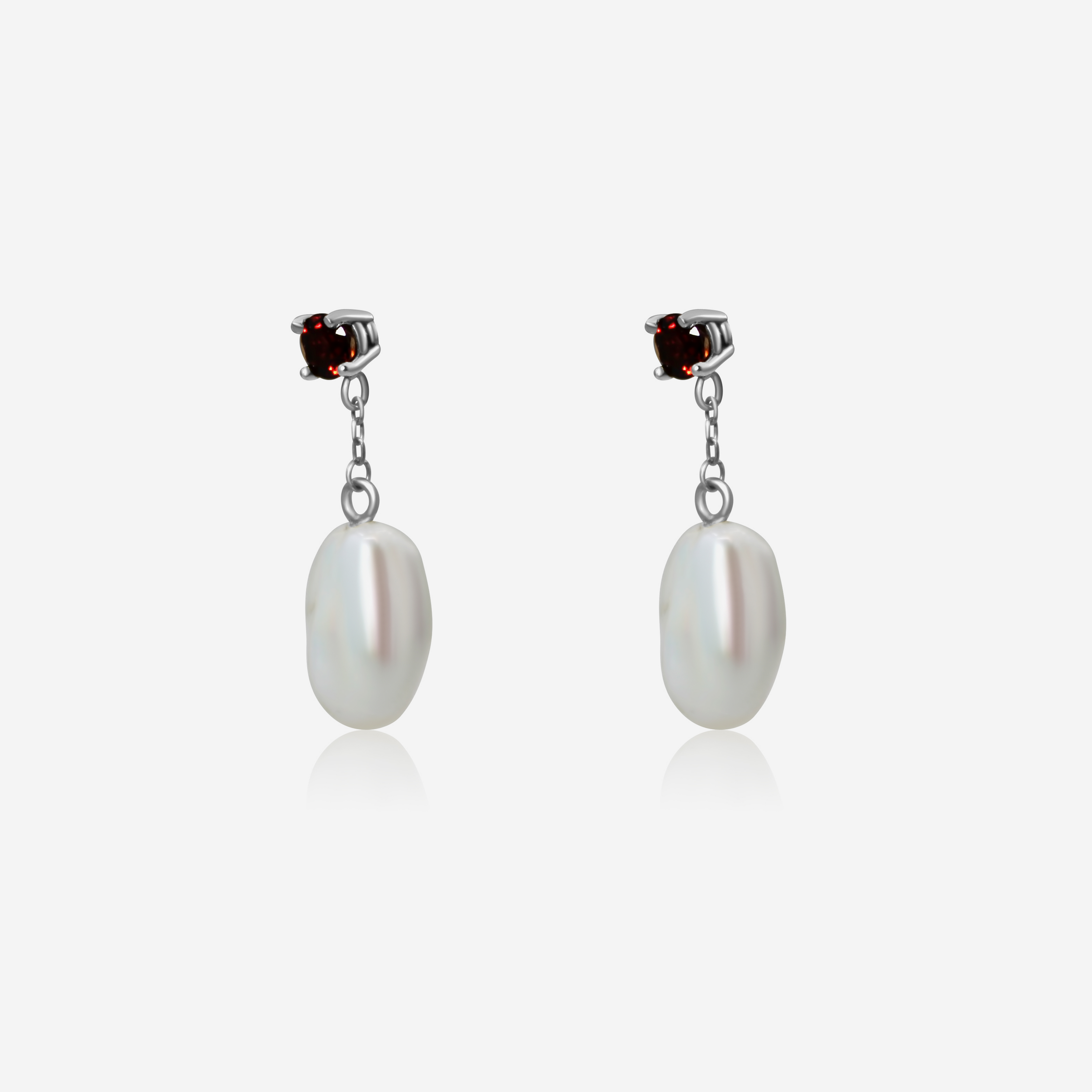 Garnet & Pearl Drop Earrings | 14K Gold Fine Jewelry