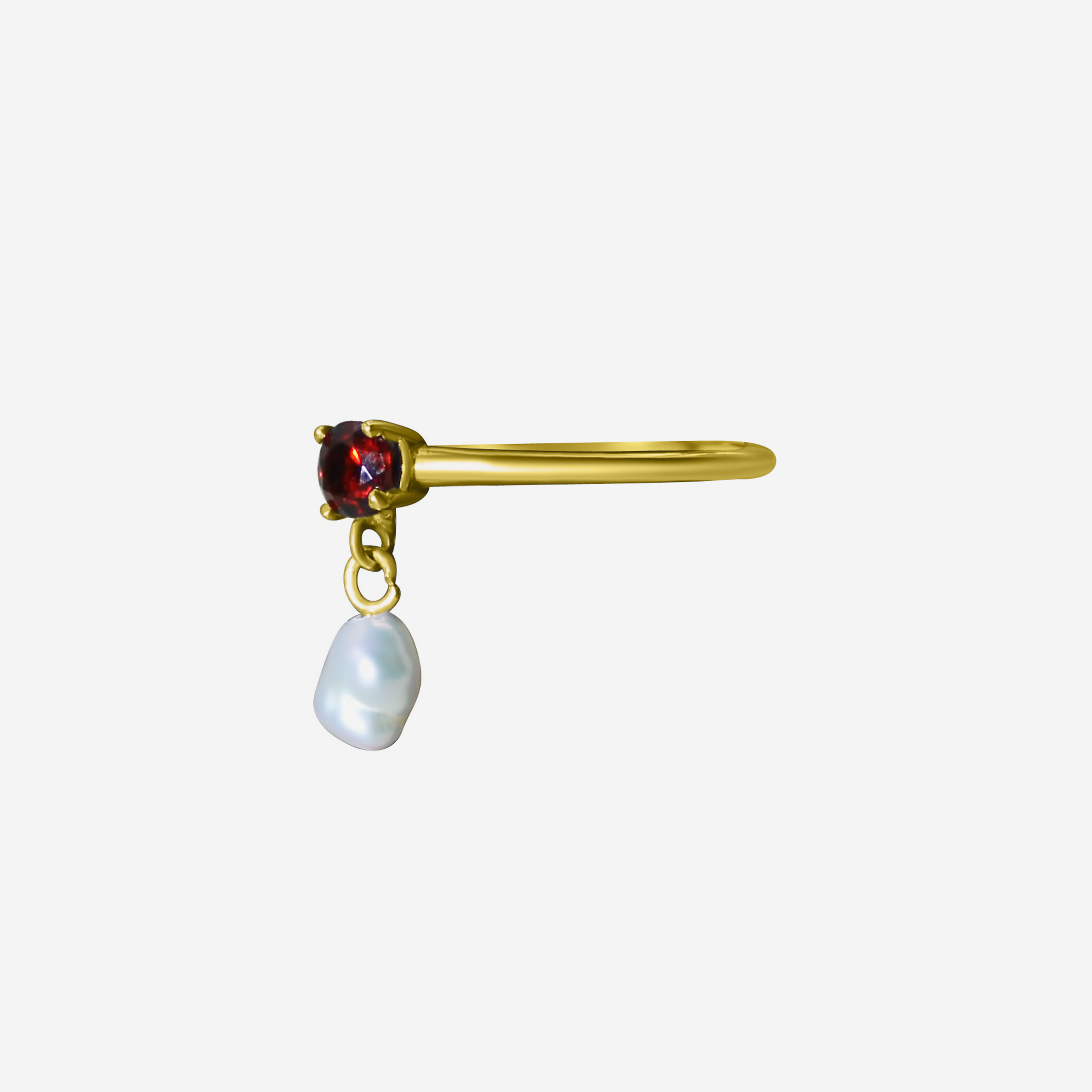 Garnet & Pearl Drop Ring | 14K Gold Fine Jewelry