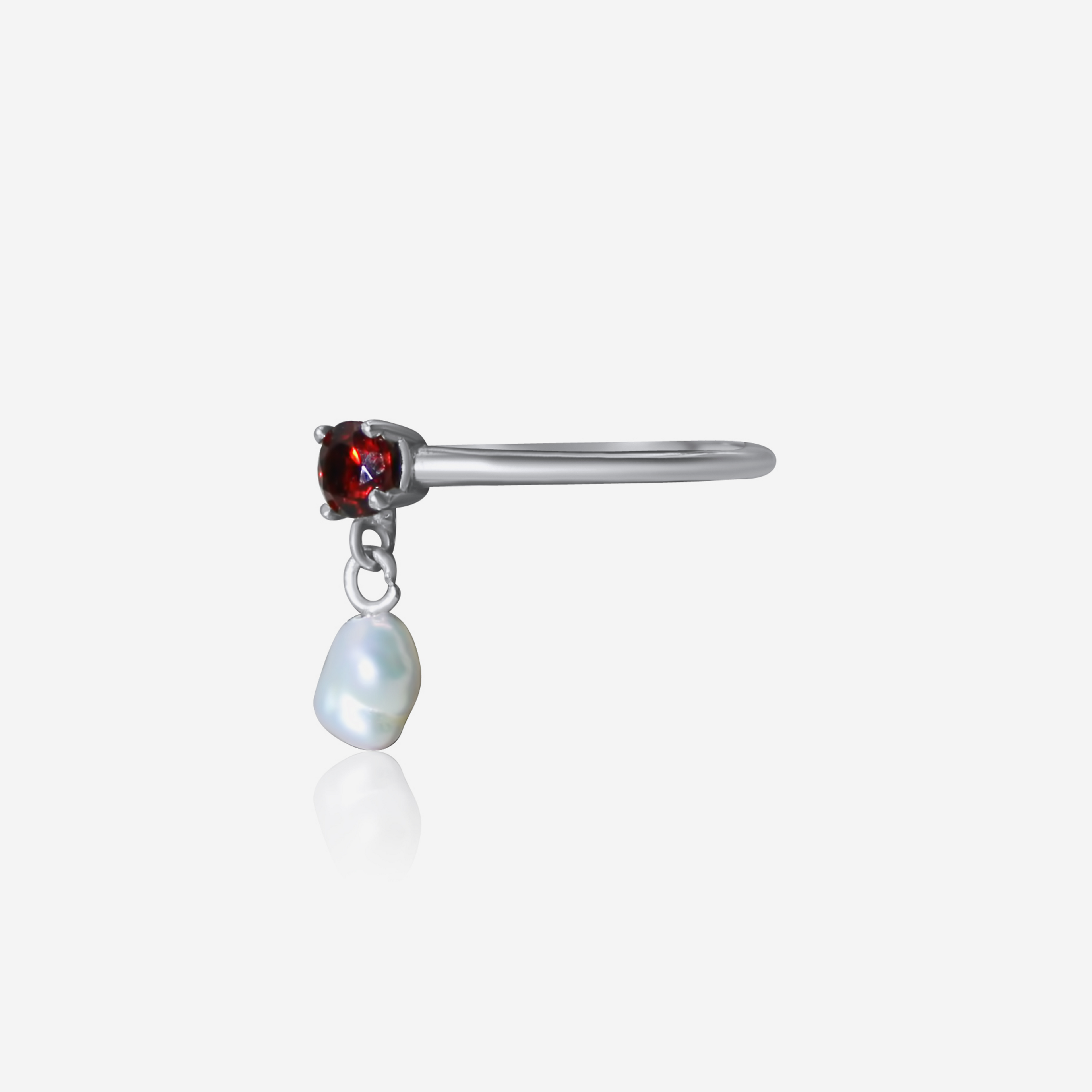 Garnet & Pearl Drop Ring | 14K Gold Fine Jewelry
